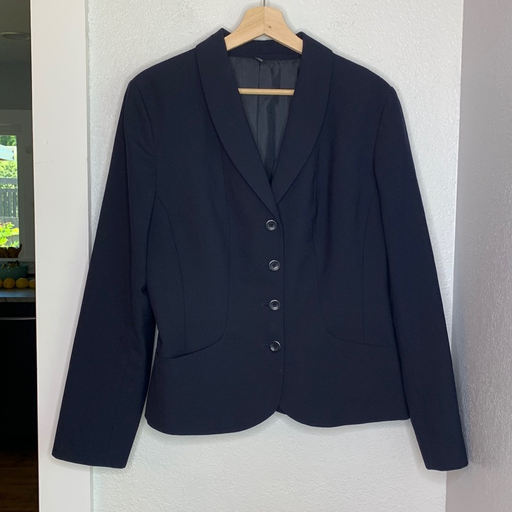 Doc & Amelia Premier Black Wool-Blend Blazer Size 14 Preppy Business Interview